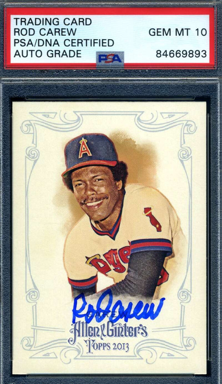 Rod Carew Gem Mint 10 PSA DNA Signed 2013 Allen Ginter Autograph