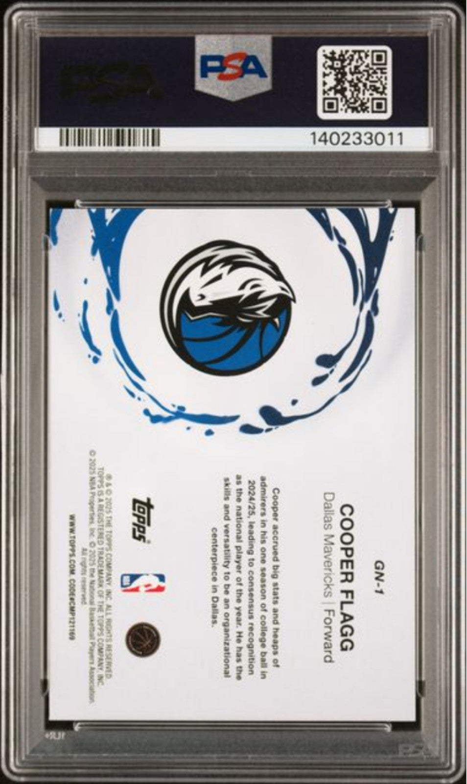 Graded 2025 Topps Cooper Flagg #GN1 Generation Now Rookie Card PSA 10 Gem Mint