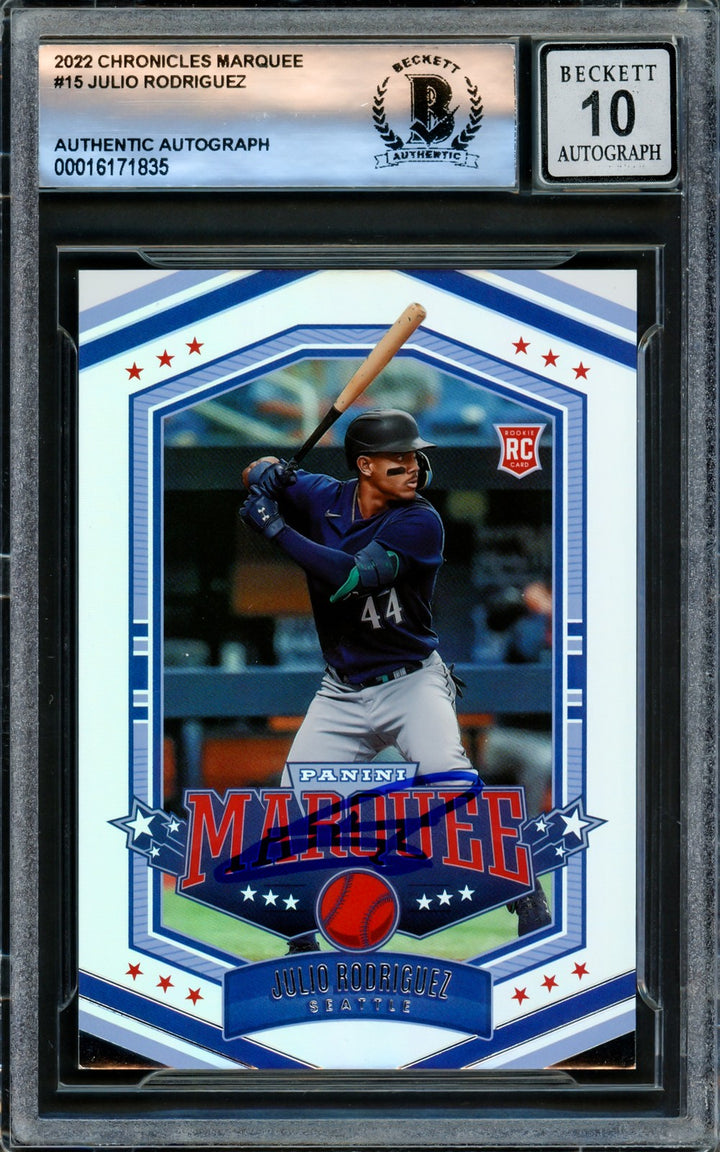 Julio Rodriguez Signed 2022 Panini Chronicles Marquee RC #15 Mariners Auto 10