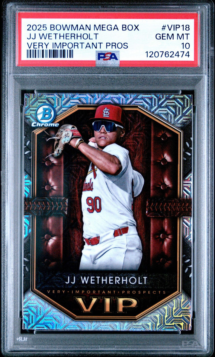 Graded 2025 Topps Bowman M/B JJ Wetherholt #VIP18 Rookie RC Baseball Card PSA 10