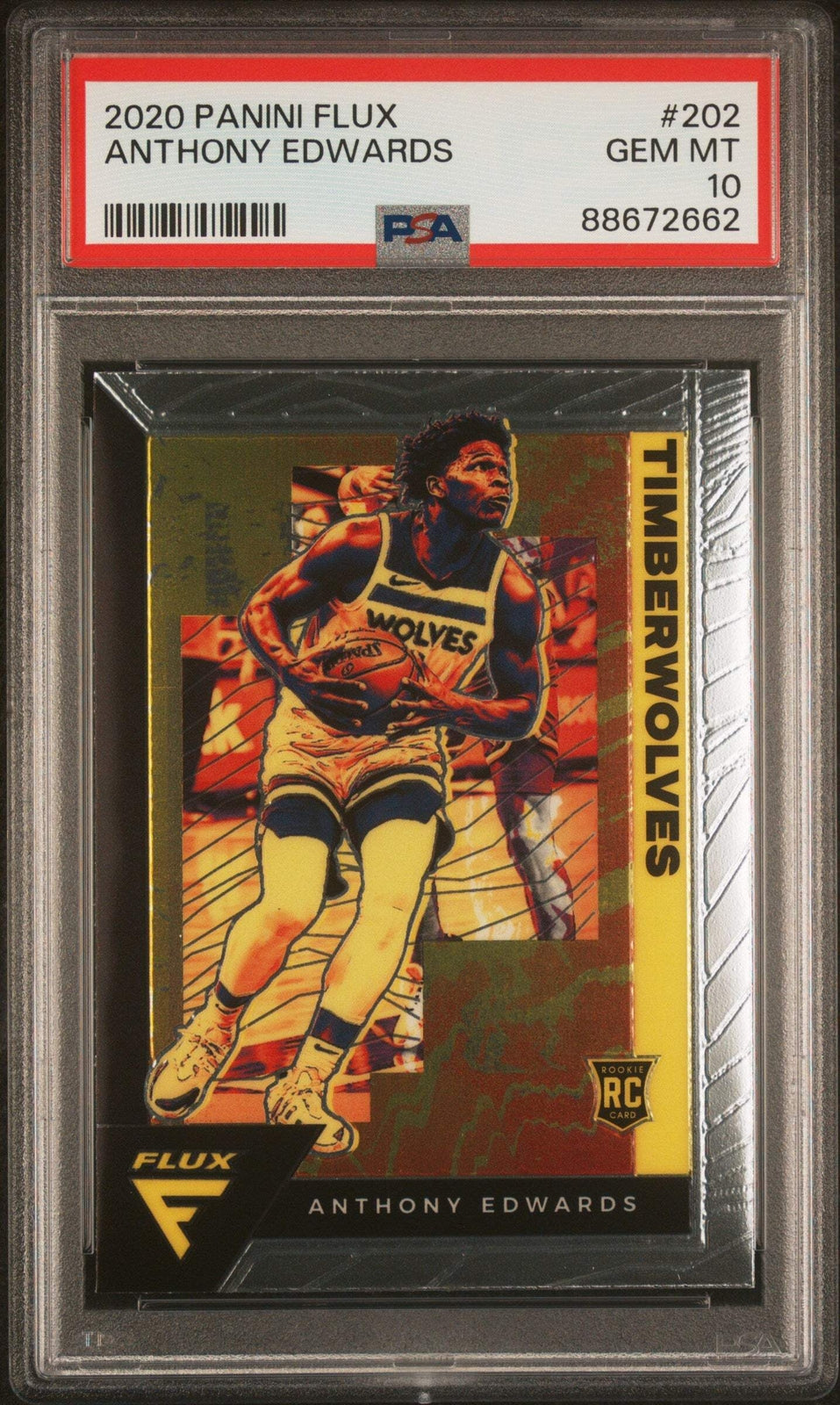 Graded 2020 Panini Flux Anthony Edwards #202 Rookie RC Basketball Card PSA 10