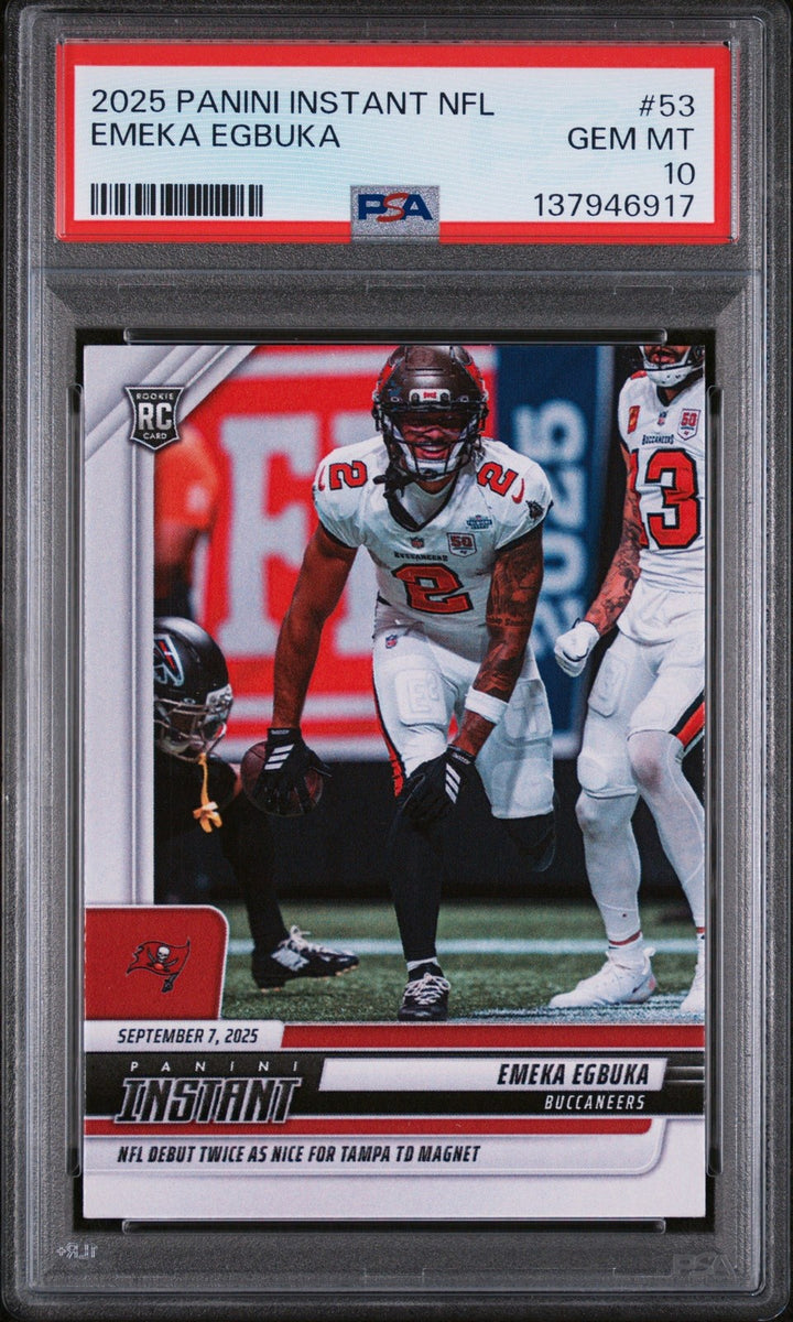 Graded 2025 Panini Instant NFL Emeka Egbuka #53 Rookie RC Card PSA 10