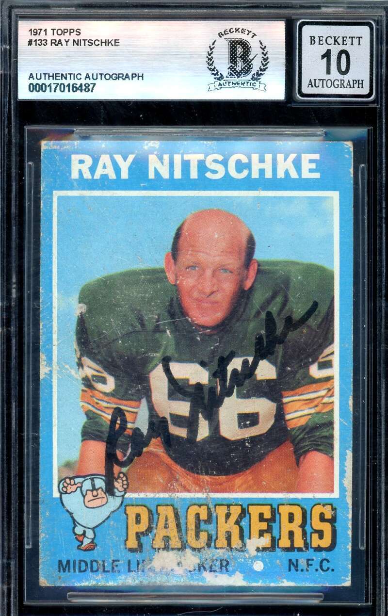 Ray Nitschke Gem Mint 10 Beckett BAS Signed 1971 Topps Autograph