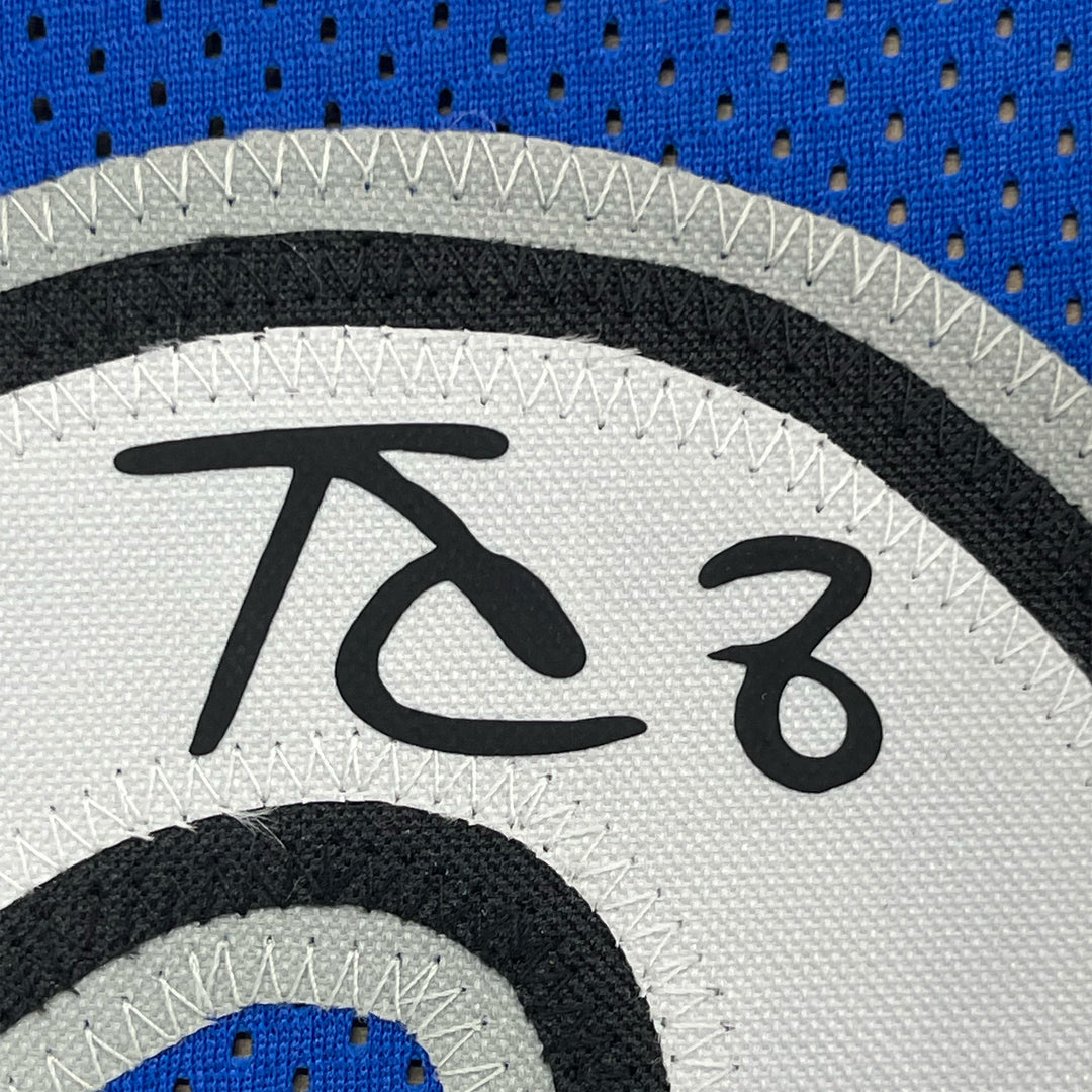 Framed Facsimile Autographed Kevin Garnett 33x42 Blue Reprint Laser Auto Jersey