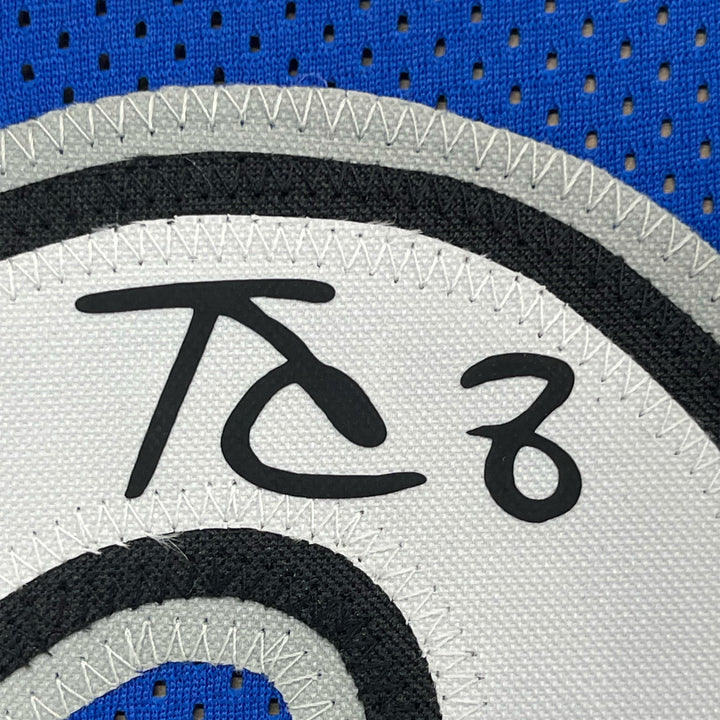 Framed Facsimile Autographed Kevin Garnett 33x42 Blue Reprint Laser Auto Jersey
