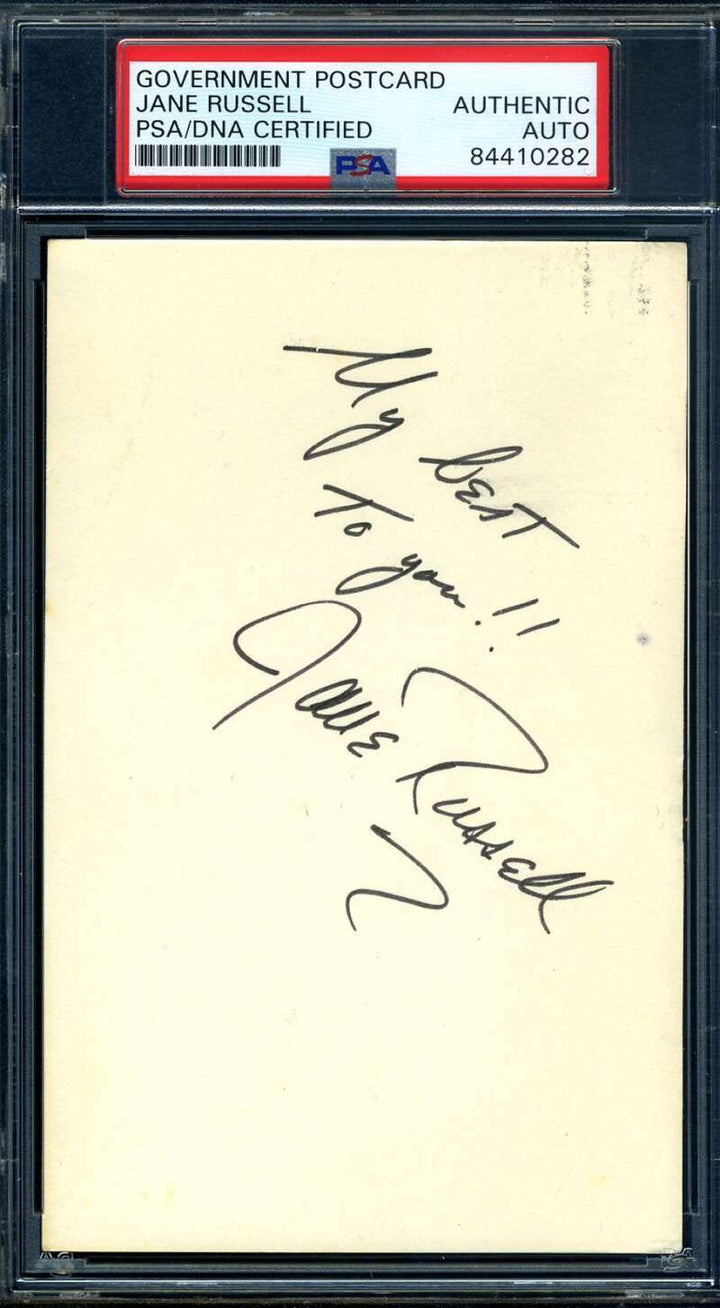 Jane Russell PSA DNA Coa Signed 3x5 Index Card Autograph