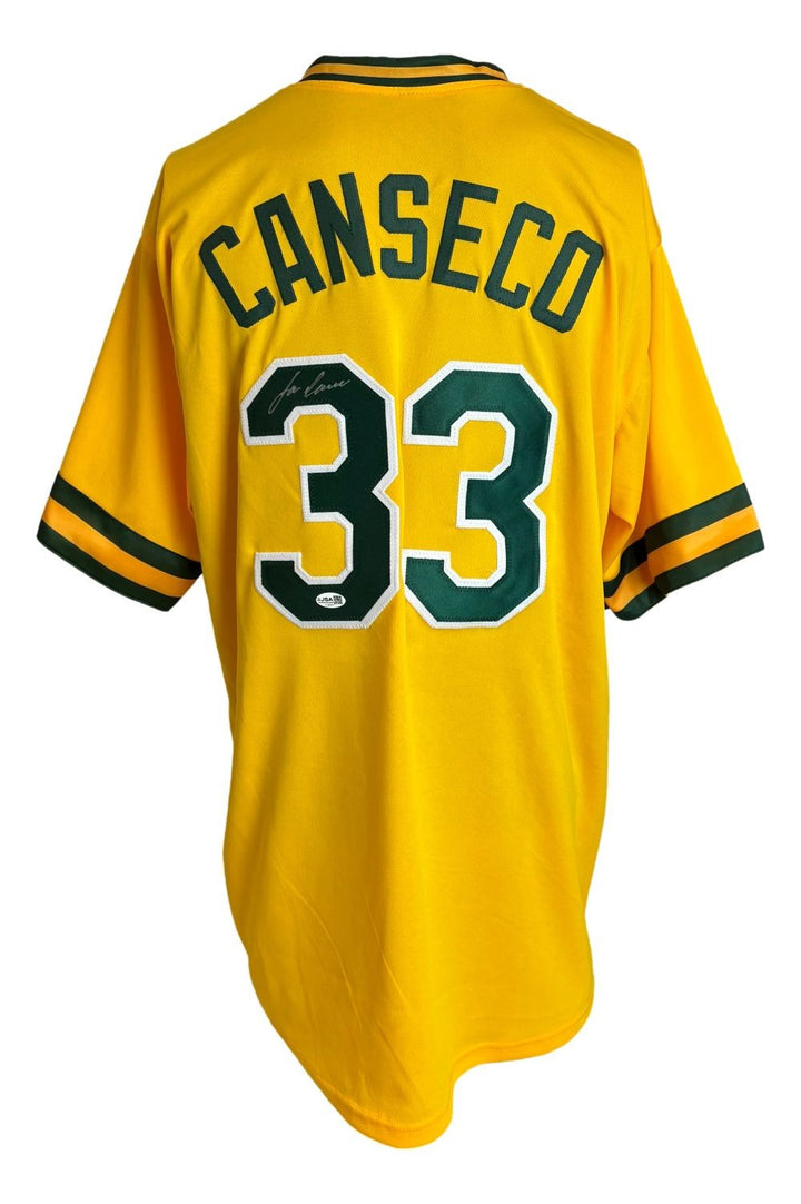 Jose Canseco Oakland Signed Yellow Baseball Jersey JSA QR Hologram