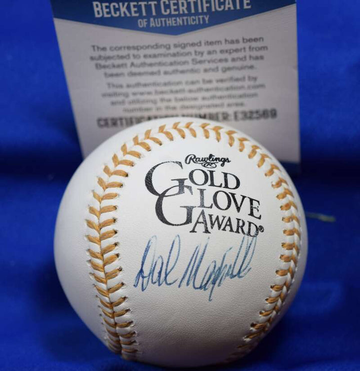 Dal Maxvill Beckett BAS Autograph Rawlings Gold Glove Signed Baseball