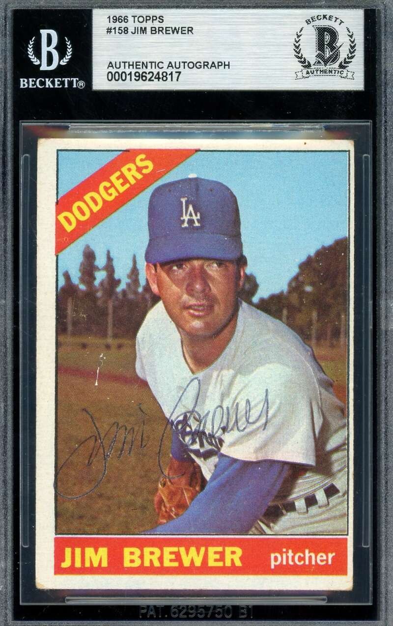Jim Brewer Beckett BAS Vintage Signed 1966 Topps Autograph Dodgers
