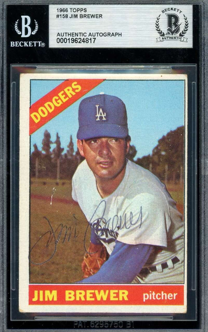 Jim Brewer Beckett BAS Vintage Signed 1966 Topps Autograph Dodgers