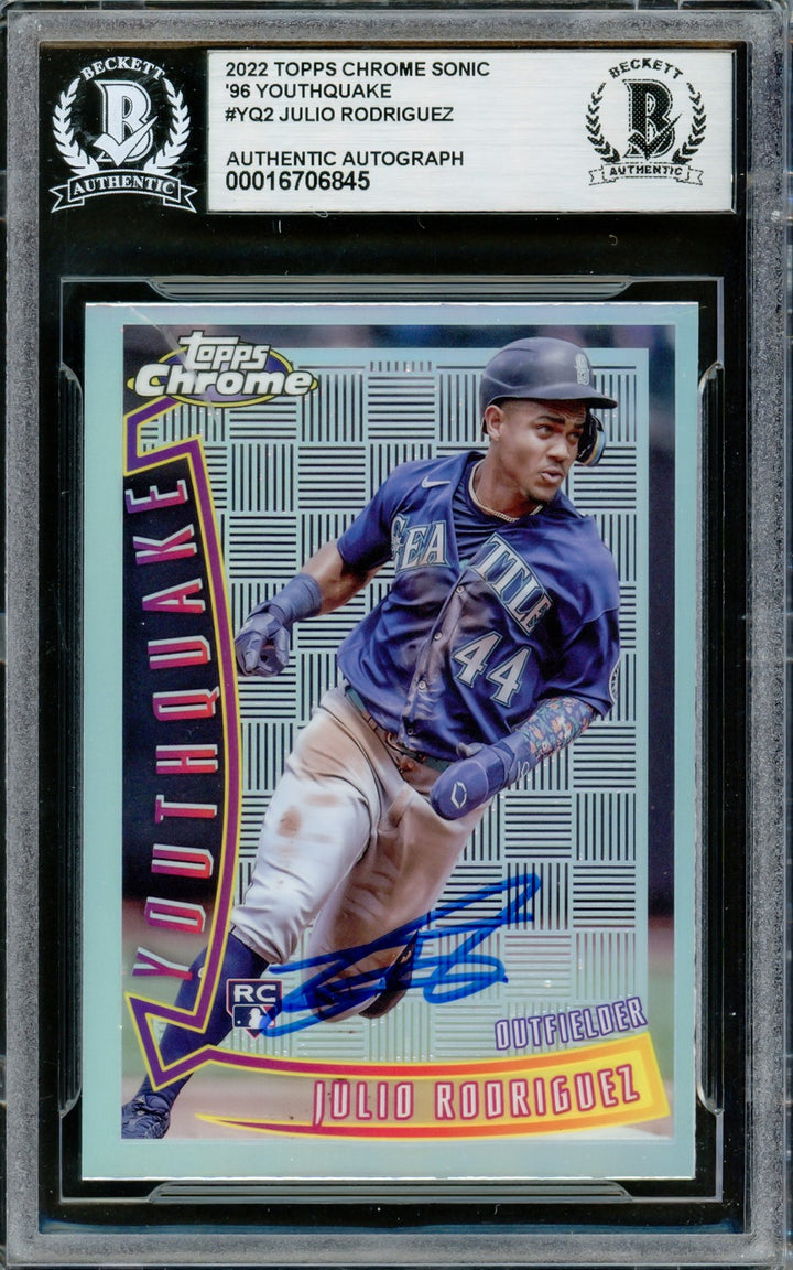 Julio Rodriguez Auto Signed 2022 Topps Chrome Youthquake RC YQ2 Mariners Beckett