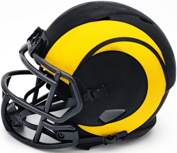 Kyren Williams Auto Signed Rams Eclipse Black Speed Mini Helmet Beckett Witness
