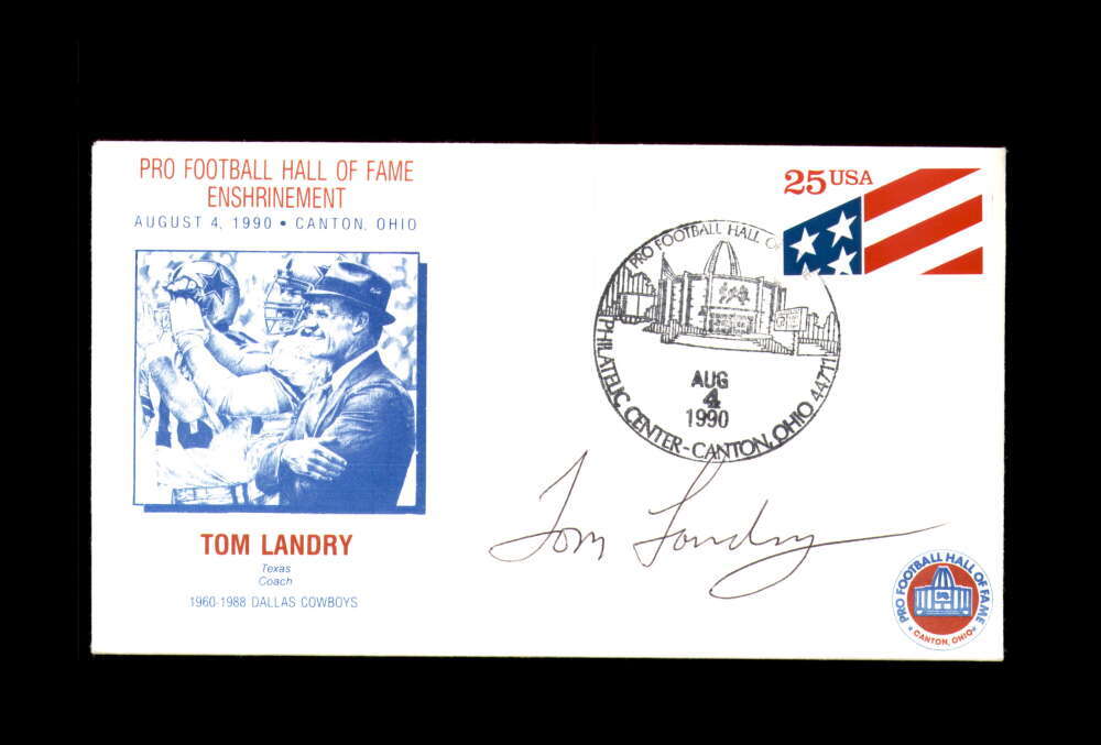 Tom Landry PSA DNA Signed FDC 1990 First Day Cover Cache Hall of Fame Autograph