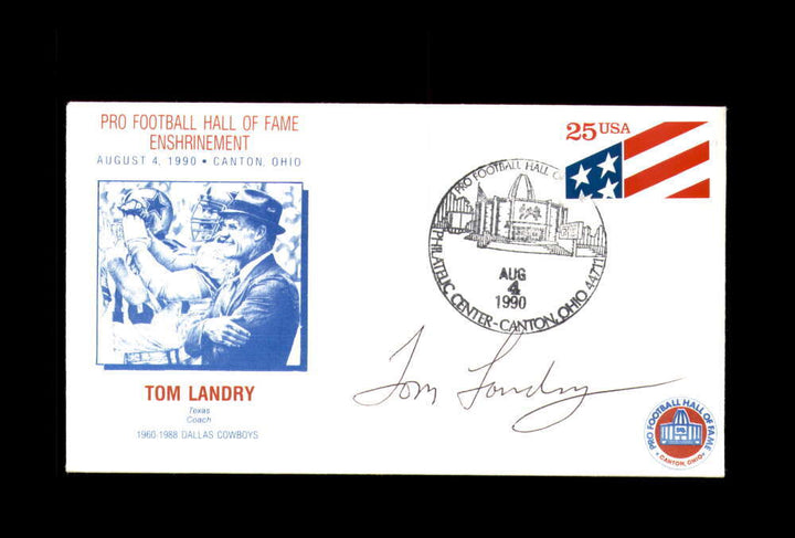Tom Landry PSA DNA Signed FDC 1990 First Day Cover Cache Hall of Fame Autograph
