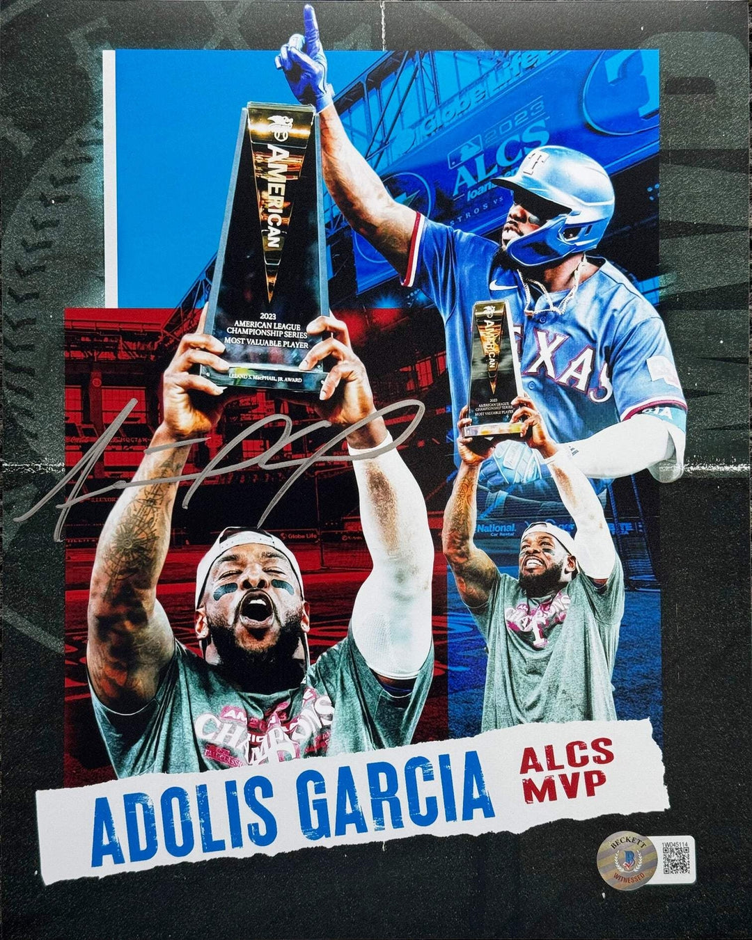 Adolis Garcia Rangers Autographed 8x10 Baseball Photo (Beckett)