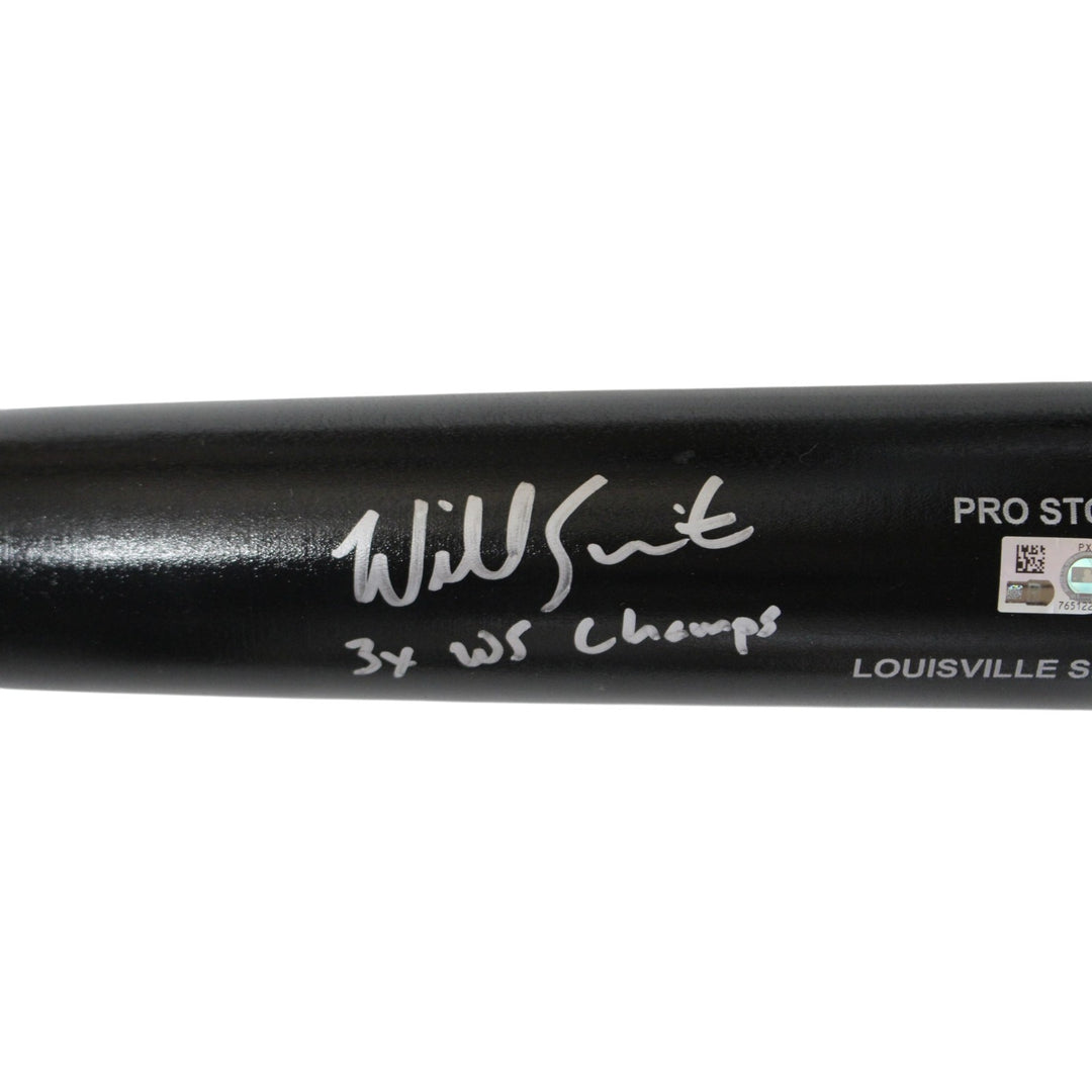 Will Smith Autographed Los Angeles Dodgers Black Bat 3x WS Champs MLB 56567