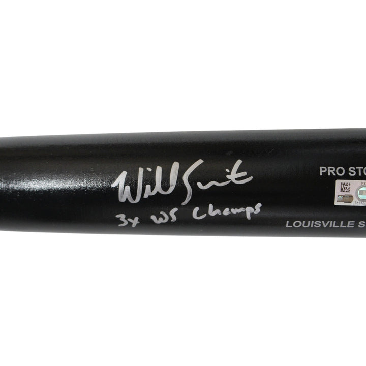 Will Smith Autographed Los Angeles Dodgers Black Bat 3x WS Champs MLB 56567