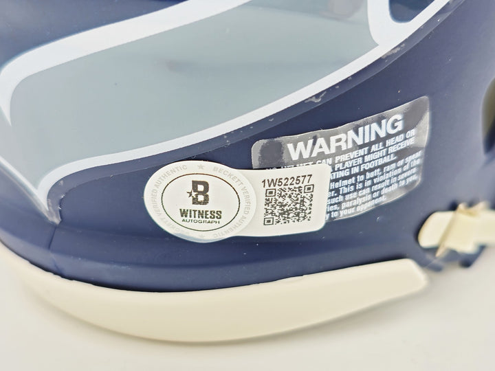 Matt Hasselbeck Signed Seattle Seahawks Blue Speed Mini Helmet Beckett Wit