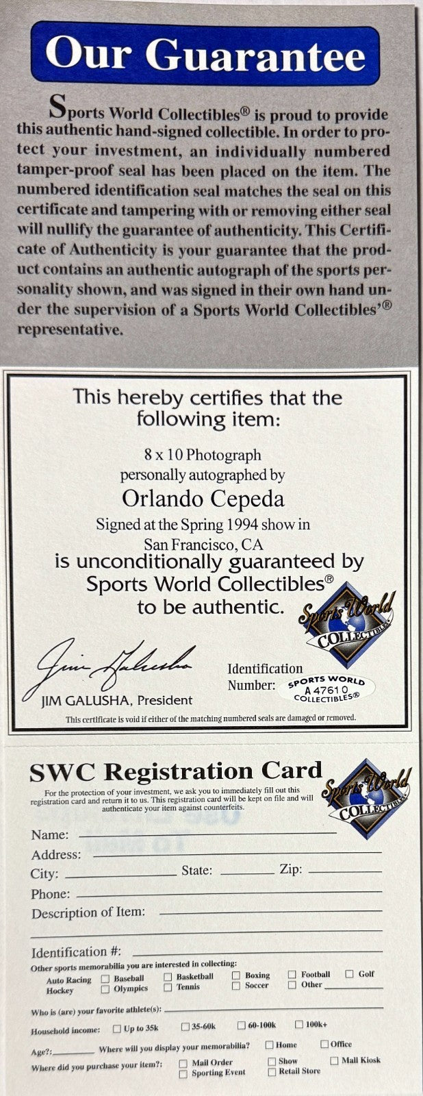 Orlando Cepeda signed Giants MLB Licensed 8x10 Photo Framed-Sports World COA/HOF
