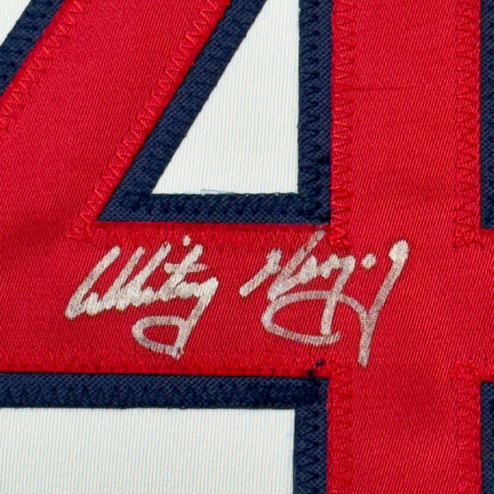 FRAMED Signed WHITEY HERZOG 35x39 St. Louis White Jersey JSA COA