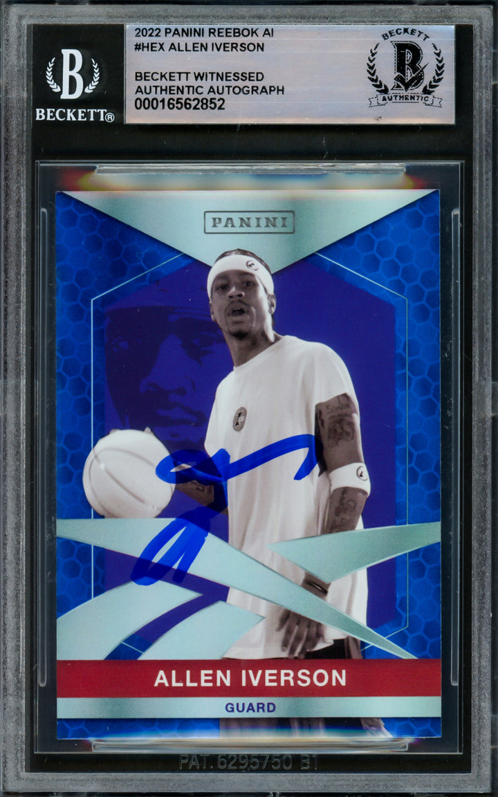 Allen Iverson Signed 2022 Panini Reebok AI Card HEX 76ers Beckett Wit 16562852