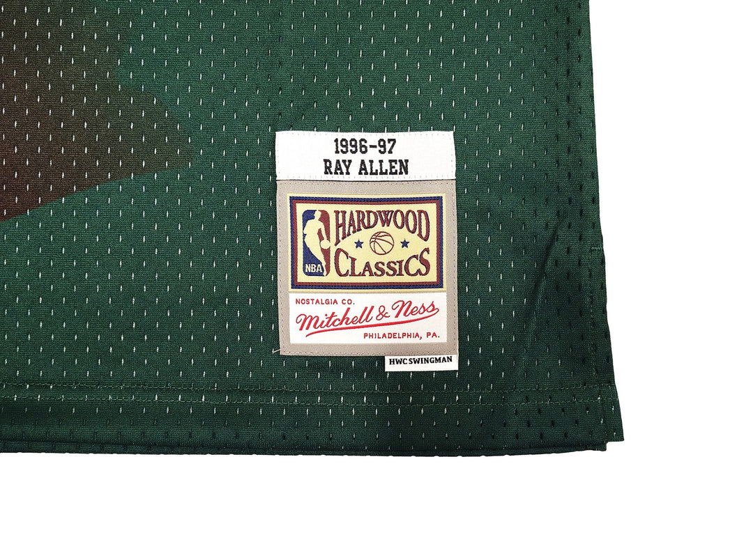 Bucks Ray Allen Auto Green Auth Mitchell Ness 96-97 Swingman Jersey XL BAS