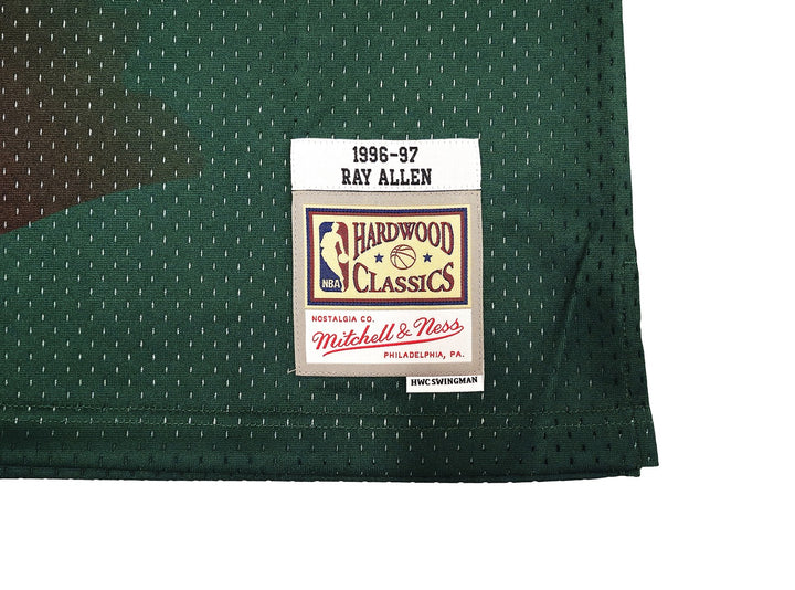 Bucks Ray Allen Auto Green Auth Mitchell Ness 96-97 Swingman Jersey XL BAS