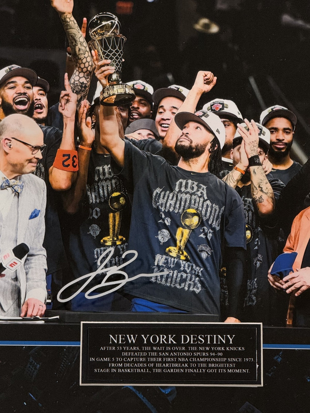 Knicks 2026 Team Photo framed 3d Shadowbox 22x28 Champions Jalen Brunson Kat OG