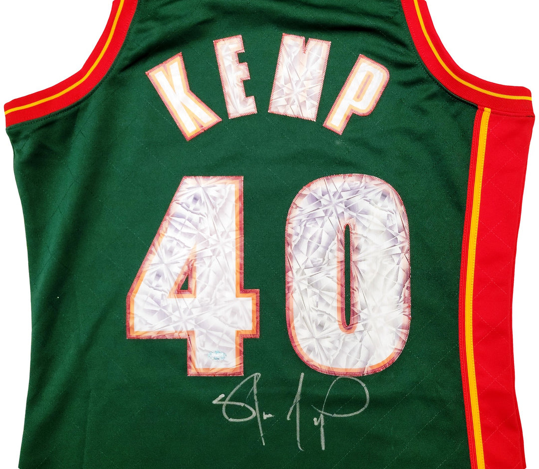 Sonics Shawn Kemp Auto Green Auth Mitchell Ness HWC Swingman Jersey NBA Top 75 M