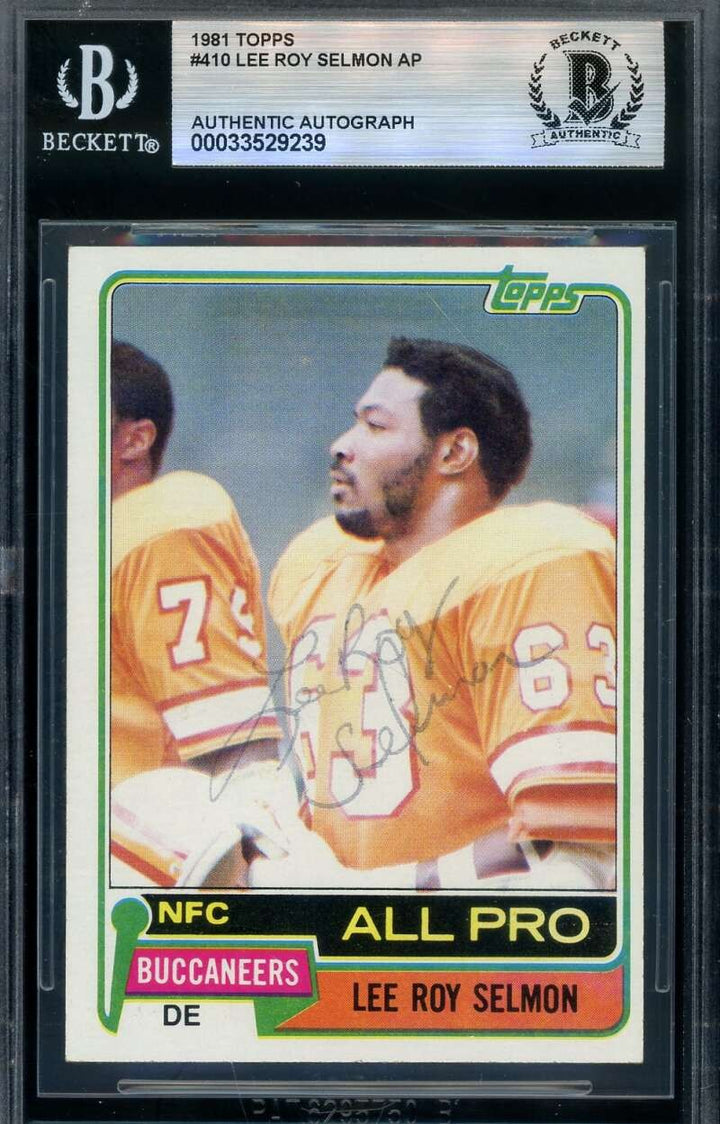 Lee Roy Selmon Beckett BAS Vintage Signed 1981 Topps Autograph