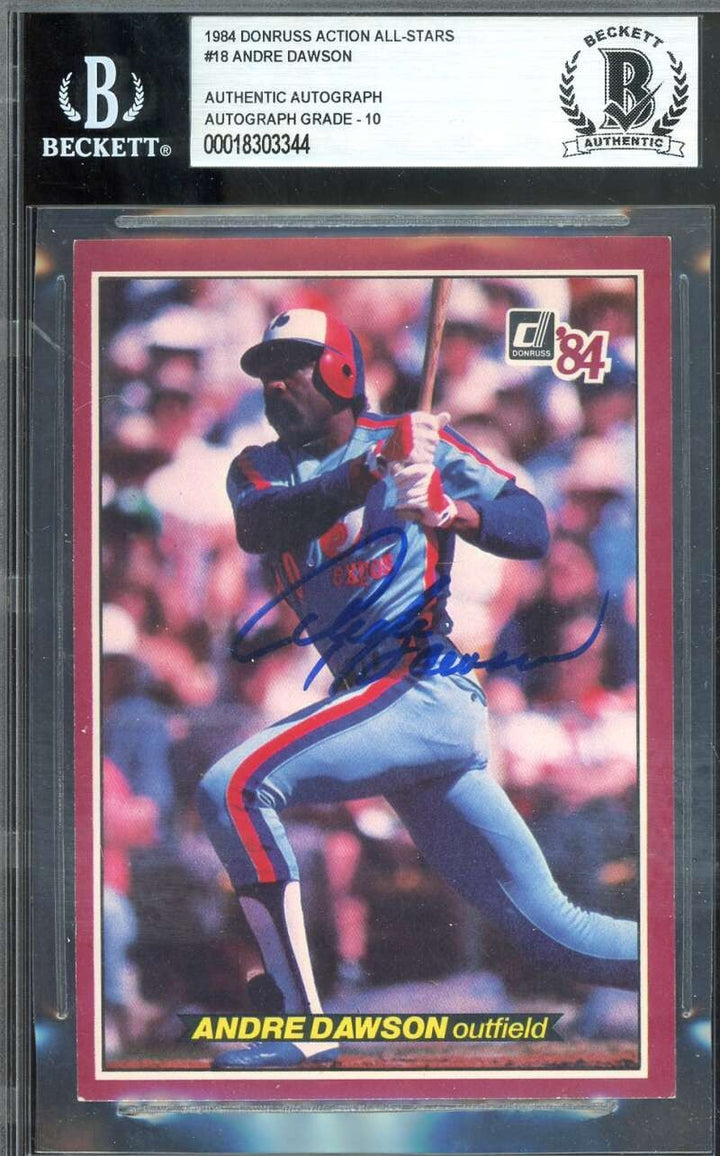 Andre Dawson Gem Mint 10 Beckett BAS Signed 1984 Donruss Action All Stars Auto