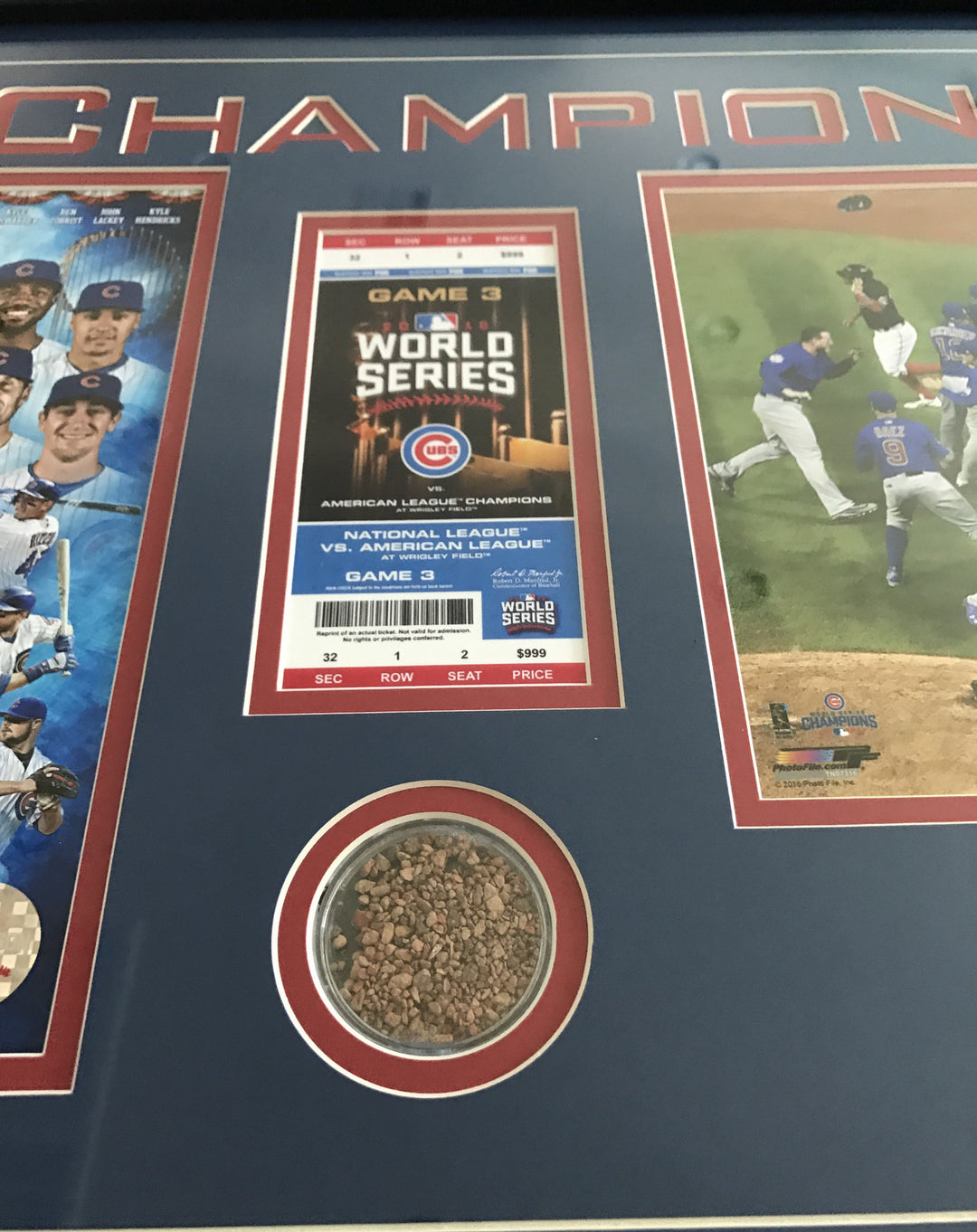 Chicago Cubs Game 7 World Series Game Used Dirt / Ticket Framed Champions 2016 2