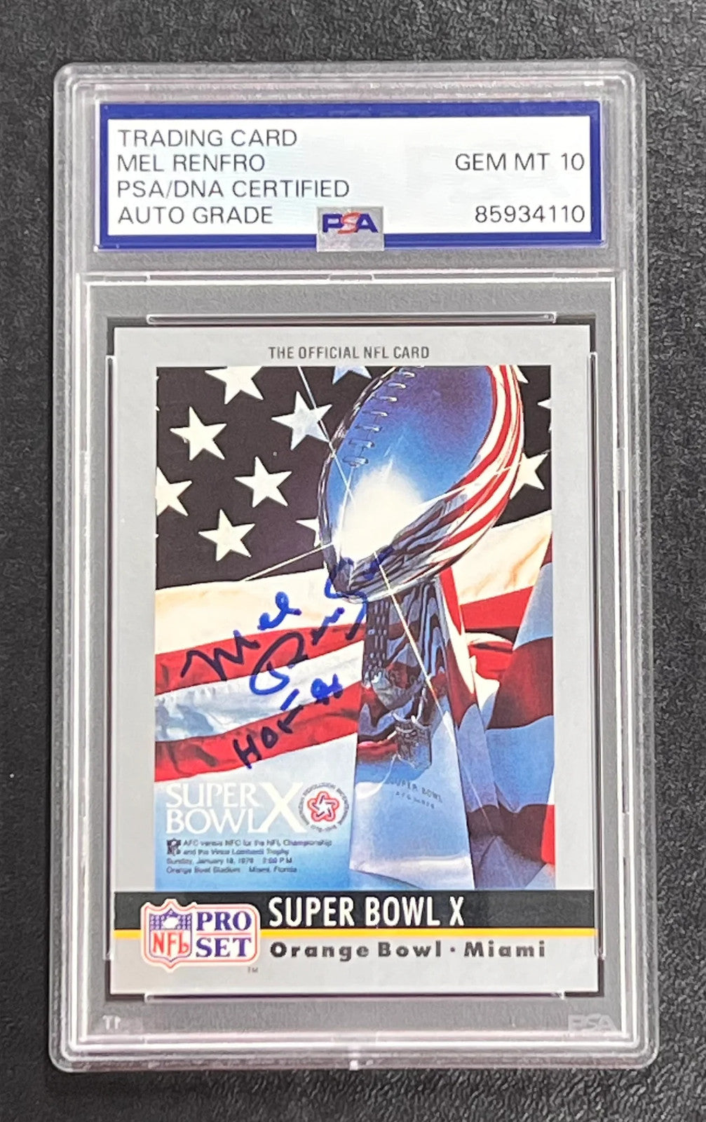 1990 Pro Set #10 Mel Renfro  Signed Card Auto 10 PSA Slabbed Cowboys