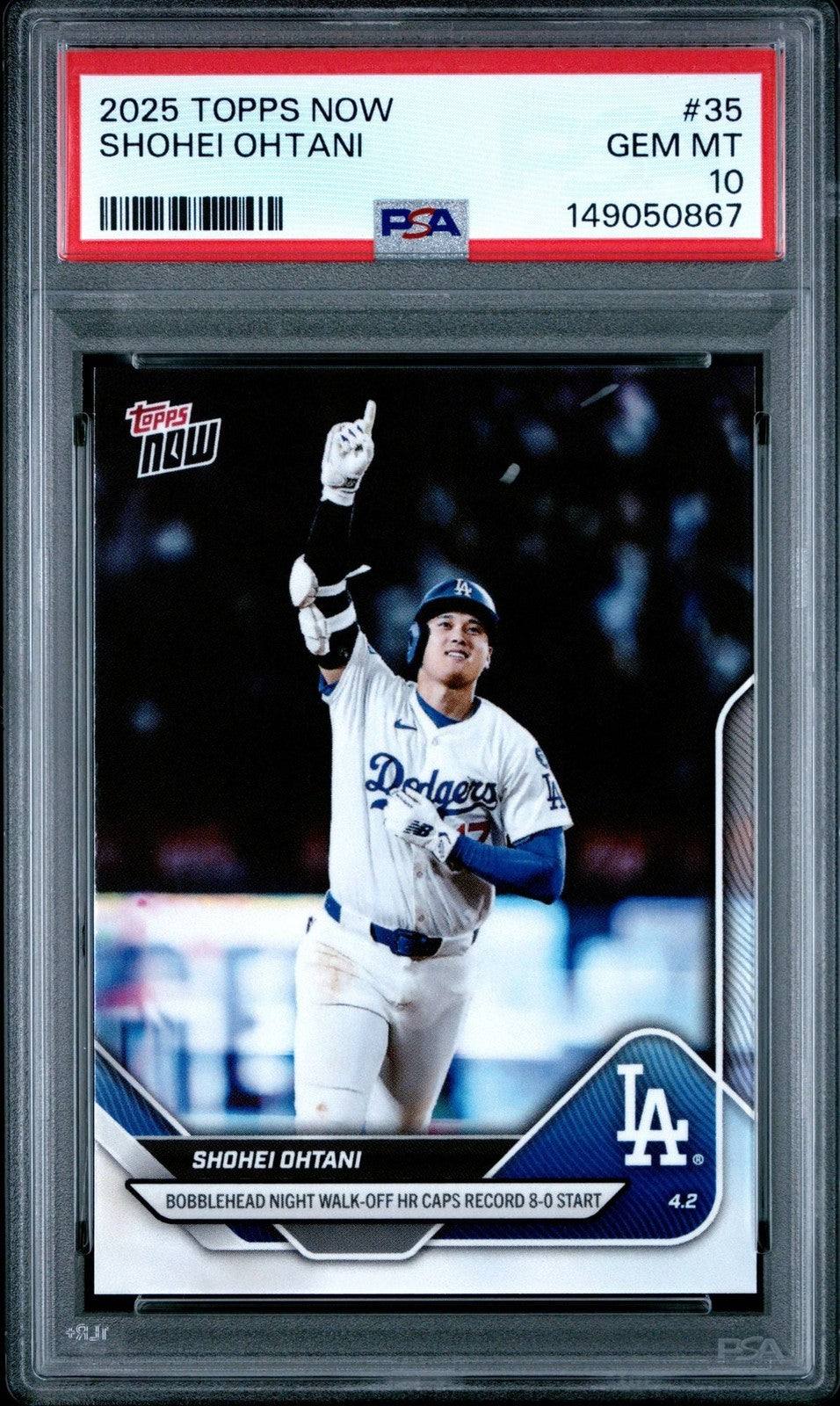 Graded 2025 Topps Now Shohei Ohtani #35 Bobblehead Night HR Card PSA 10
