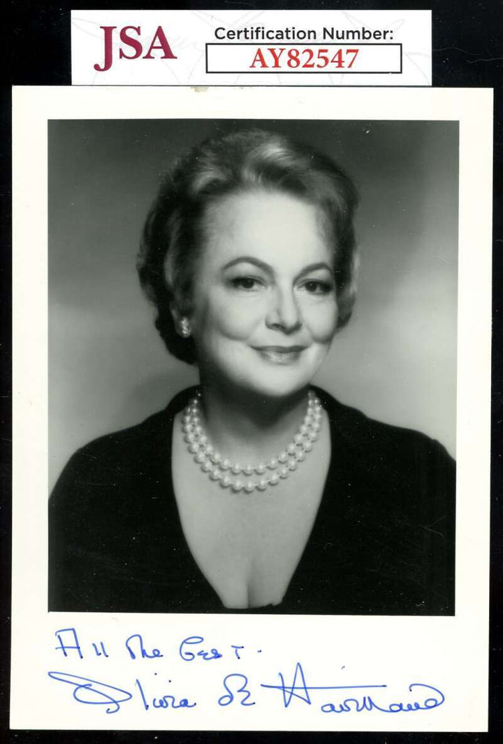 Olivia de Havilland JSA Coa Signed 4x5 Photo Autograph