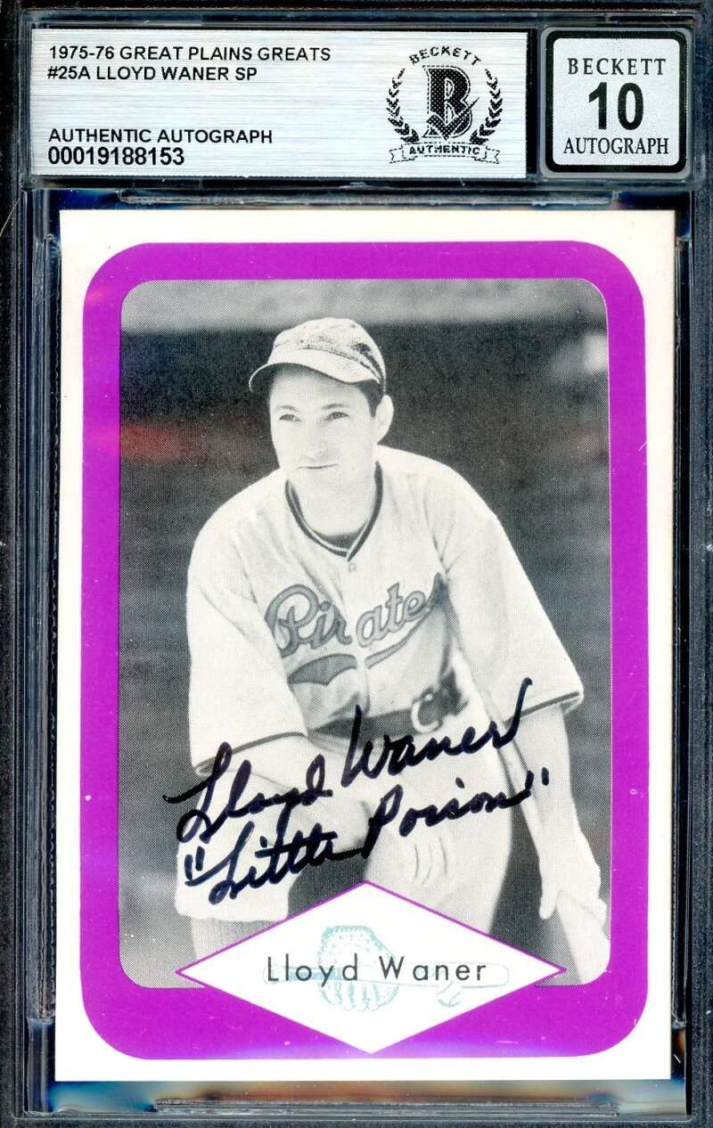 Lloyd Waner Gem Mint 10 Beckett BAS Signed 1975-76 Great Plains Greats Autograph