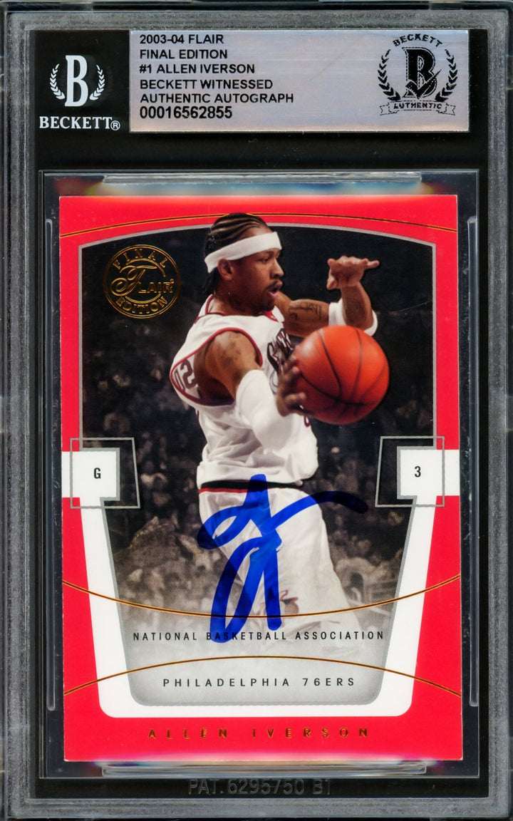 Allen Iverson Auto 2003-04 Flair Final Edition Card 1 76ers Beckett Wit 16562855