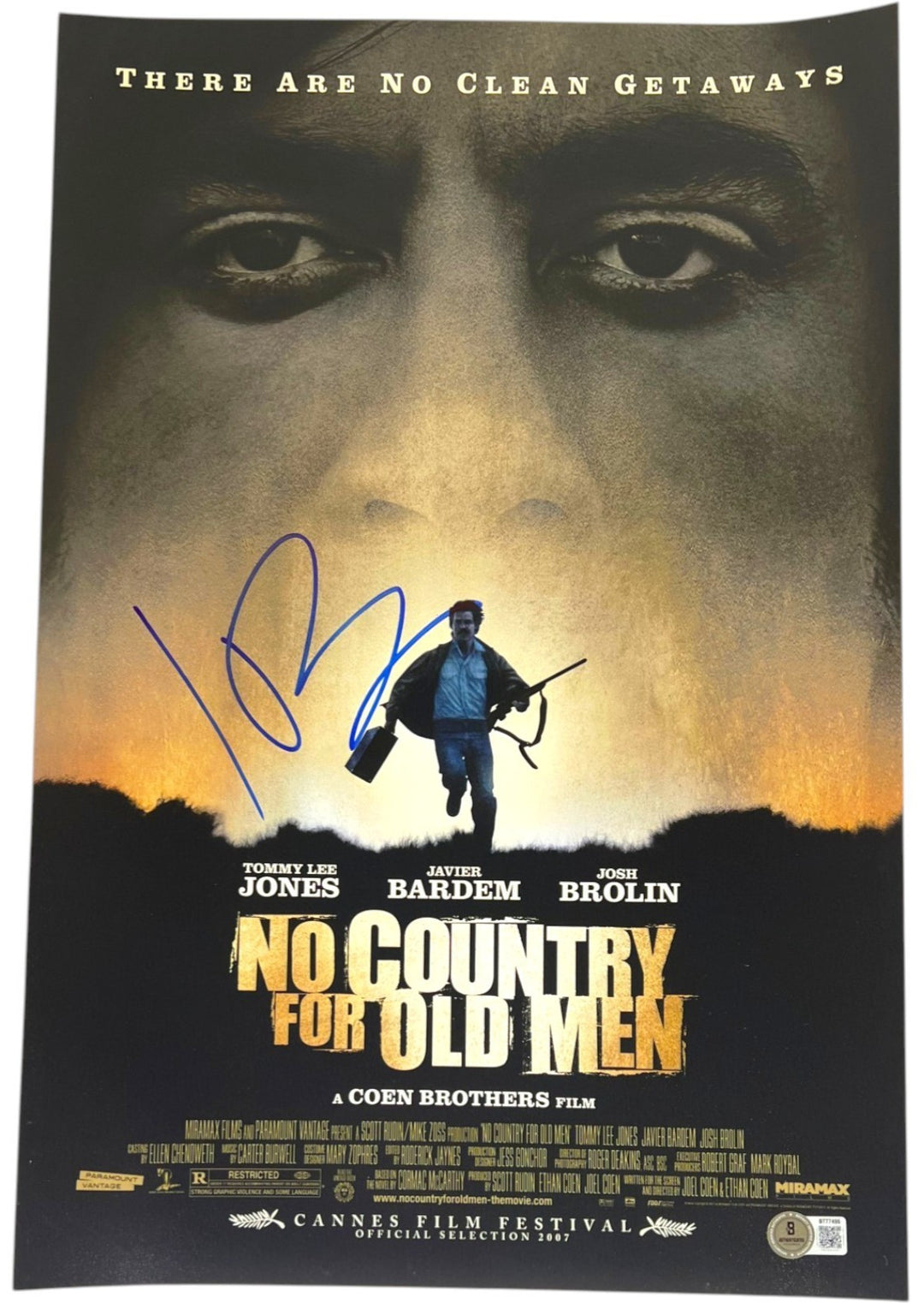JAVIER BARDEM SIGNED NO COUNTRY FOR OLD MEN 12X18 MOVIE POSTER PHOTO BECKETT BAS