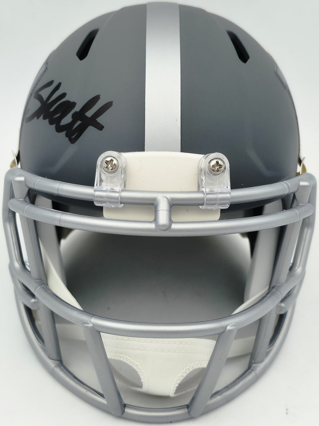 Cam Skattebo Signed Giants Slate Gray Mini Helmet Beckett QR