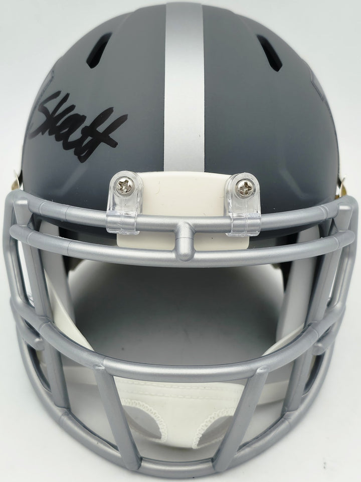 Cam Skattebo Signed Giants Slate Gray Mini Helmet Beckett QR