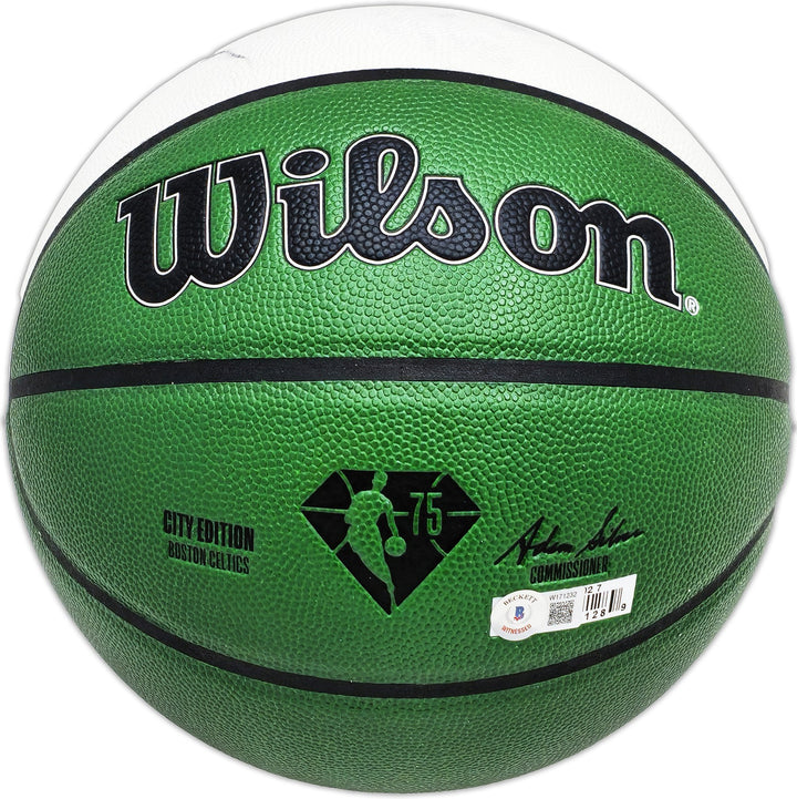 Larry Bird Auto Green City Edt Auerbach Smoke Logo Basketball Celtics Beckett