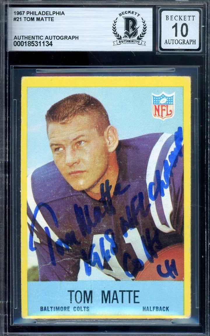 Tom Matte Gem Mint 10 Beckett BAS Signed 1967 Philadelphia Autograph