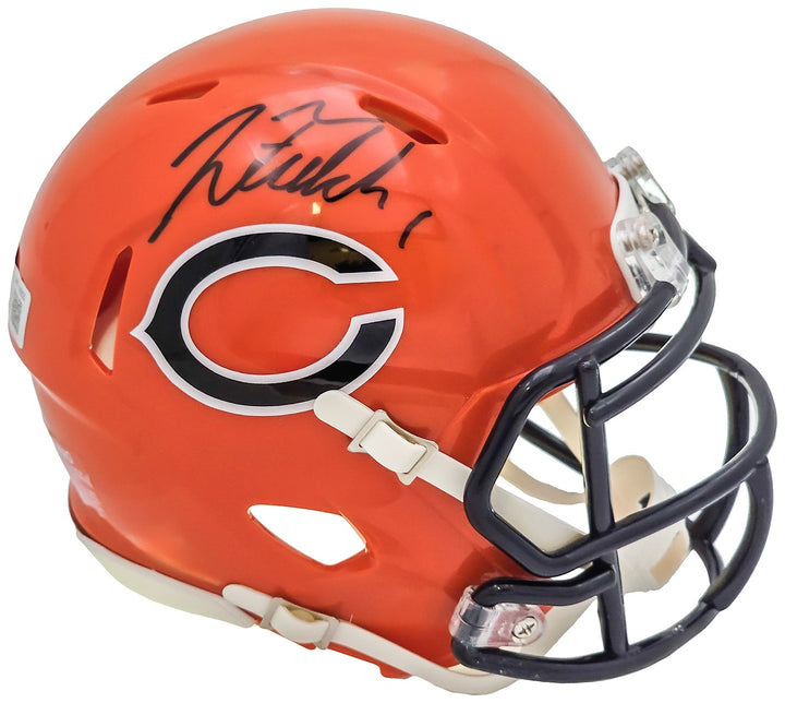 Justin Fields Signed Bears 2022 Alternate Orange Speed Mini Helmet Beckett Wit