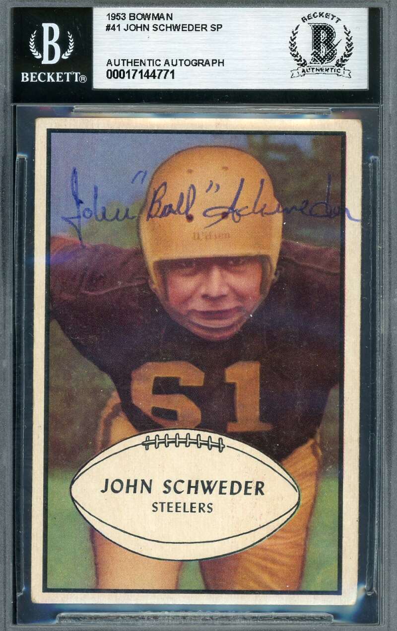 John Schweder Beckett BAS Signed 1953 Bowman Autograph