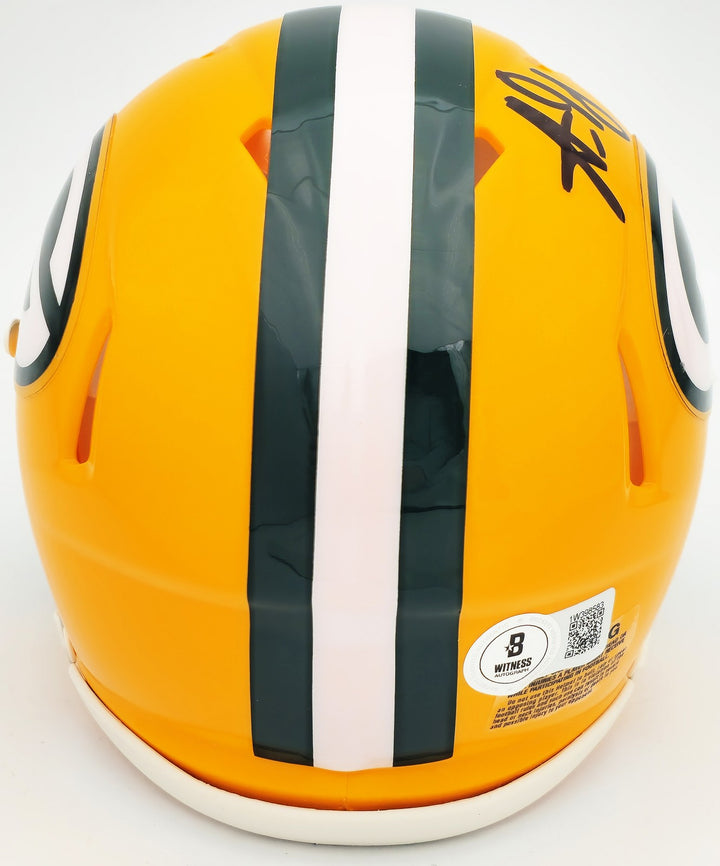 Aaron Jones Signed Green Bay Packers Yellow Speed Mini Helmet Beckett Witness