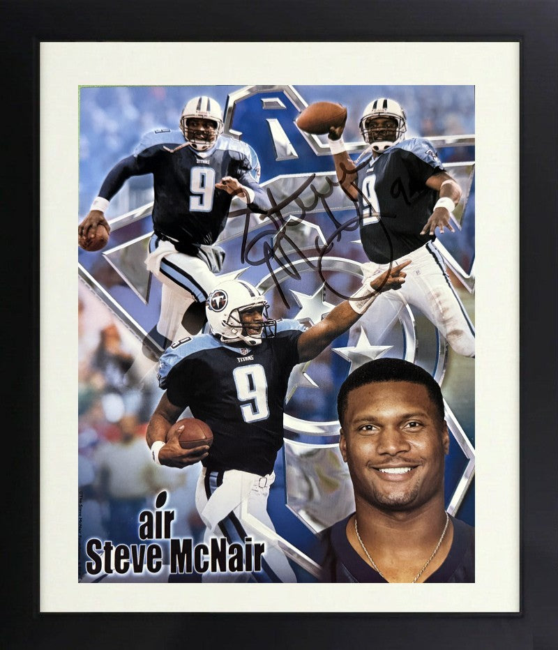Steve McNair signed Tennessee Titans Air McNair 8x10 Photo ding Framed- Beckett