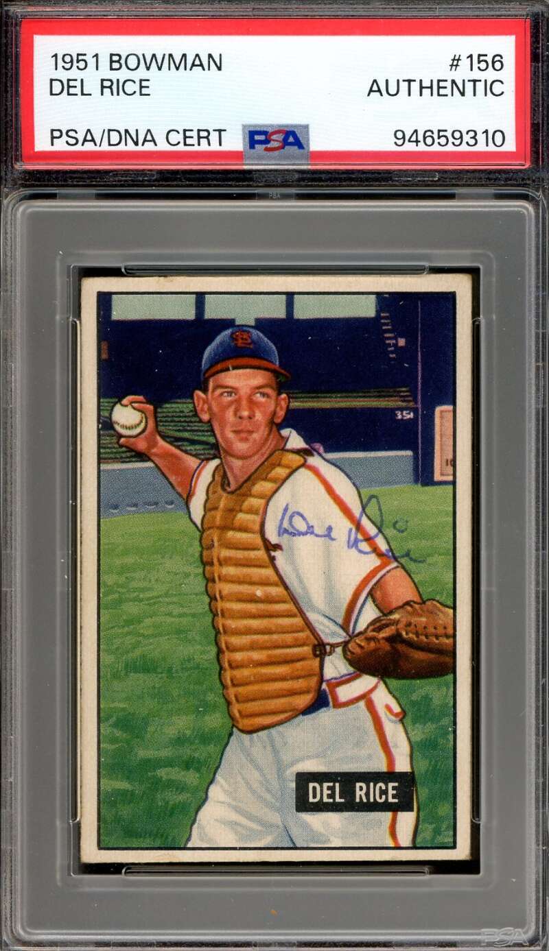 Del Rice PSA DNA Signed 1951 Bowman Autograph