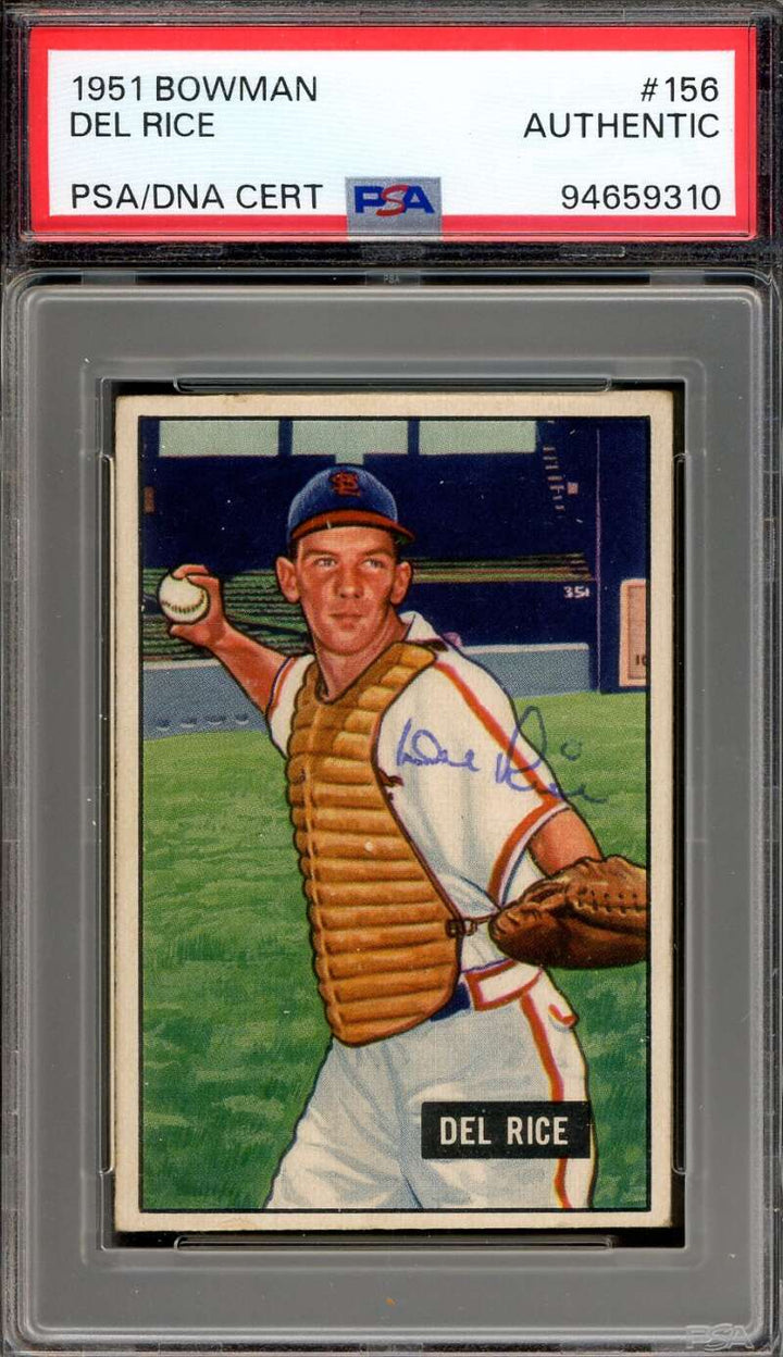 Del Rice PSA DNA Signed 1951 Bowman Autograph