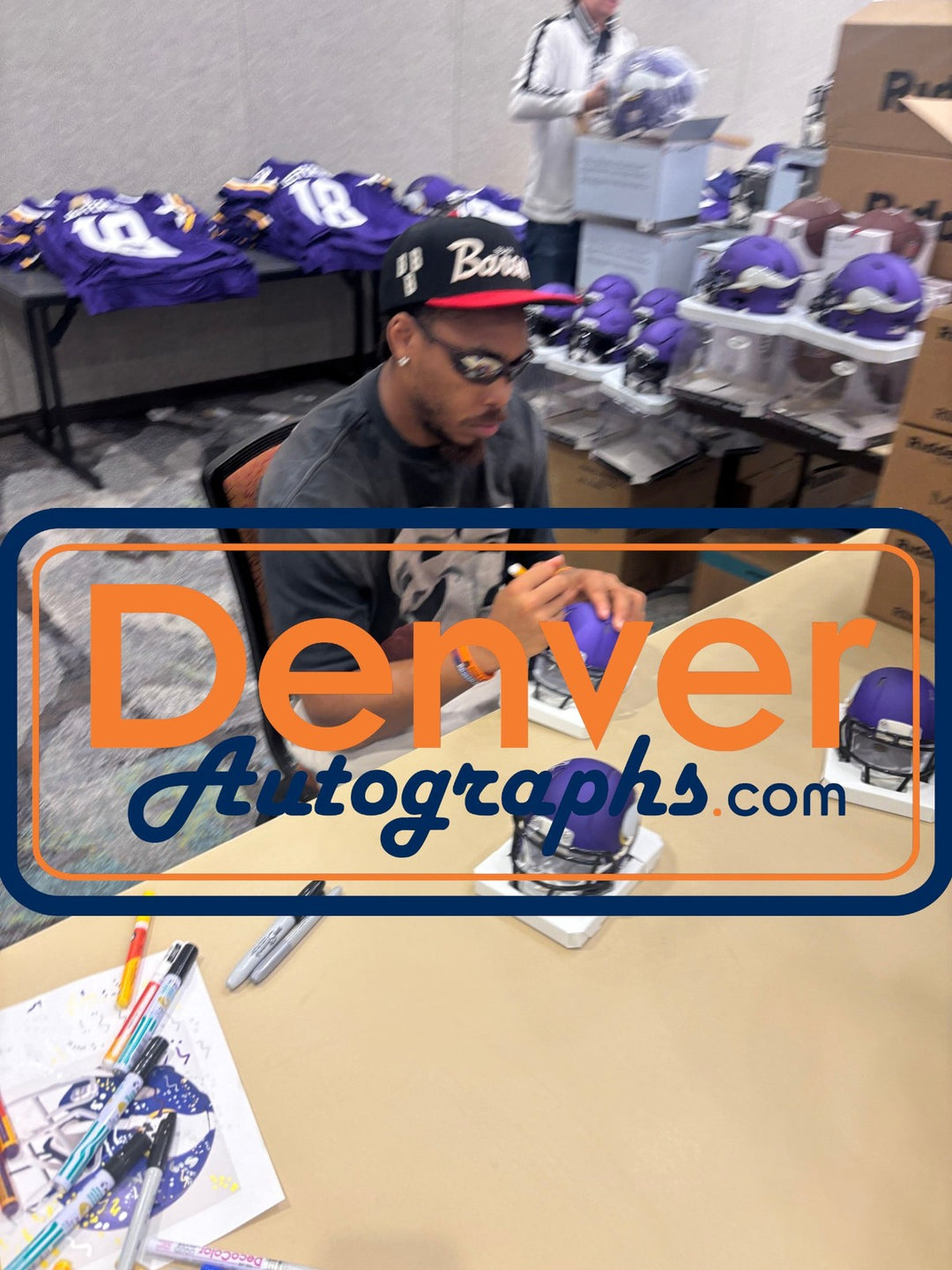 Justin Jefferson Autographed Minnesota Vikings Mini Helmet Beckett Witness 56174