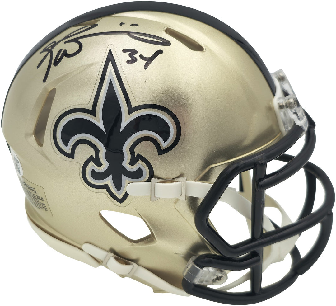 Ricky Williams Signed New Orleans Saints Gold Speed Mini Helmet JSA